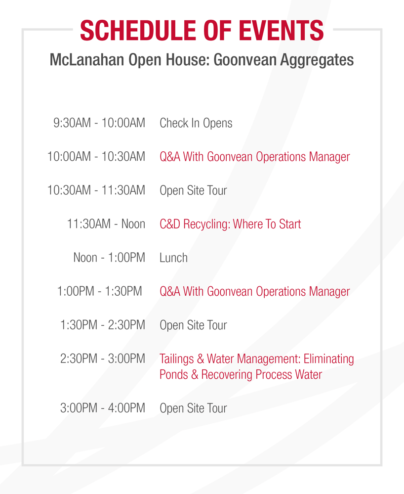 Goonvean schedule Goonvean schedule